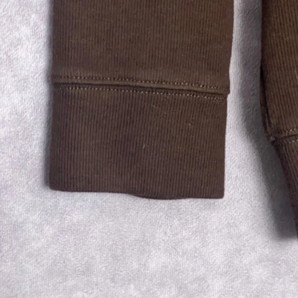 Lands End Quarter Zip Pullover Mens XXL Brown Excellent Corduroy Trim Mock Neck